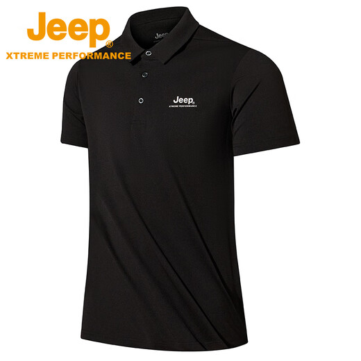 
[90% new] Jeep quick-drying polo shirt men's UPF40+ sun protection short-sleeved T-shirt men's outdoor lapel quick-drying clothes 9905 brand black 4XL