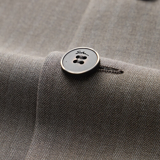 SEVEN suit men's 2025 autumn new herringbone jacquard five-breasted suit, Chinese stand-up collar, ash B44