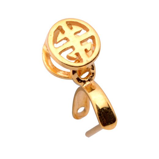 Yuyao 18k gold buckle head cow nostril pendant buckle platinum color gold thickened jade buckle melon seed buckle emerald inlaid with diamonds jade pendant buckle Q style - thickened - inlaid with real diamonds