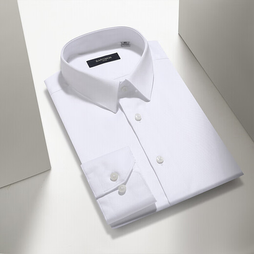 PEROMON Business Camiseta de manga larga Camisa formal para hombres Fibra de bambú de bambú fácil para tomar un atuendo profesional de carrera White 40