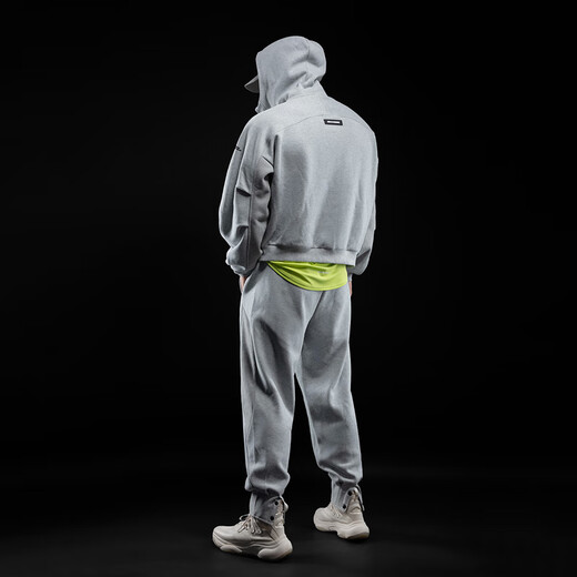 Monster Guardians Sports Suit Men's Autumn and Winter New Skin Friendly Warm Hooded Slim Sweatshirt Casual Sportswear Suit Gray Gray (Sweatshirt) Size Small L