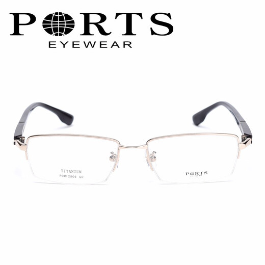 
PORTS titanium half frame light frame square frame glasses can be equipped with myopia small frame POM12806 SK deep gun grey frame