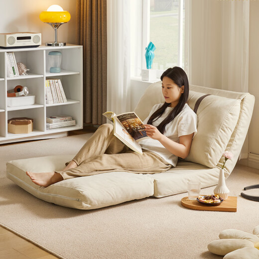 JIAYI lazy sofa single double folding sofa can sleep bay window sofa casual small apartment 60cm beige