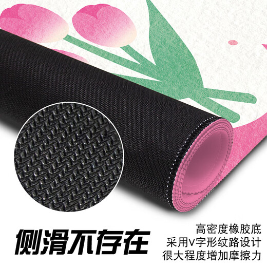 汝沁莲少女心鼠标垫超大号可爱简约女生粉色森系办公电脑键盘垫学习桌 9735落日郁金香 800mm*400mm*4mm