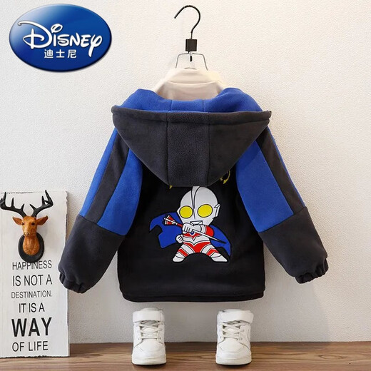 Disney Boys' Jackets Winter Children's New Clothes Fashionable Baby Children's Wool Sweaters Autumn Ultraman Jackets Blue Orchid Velvet Jackets 110
