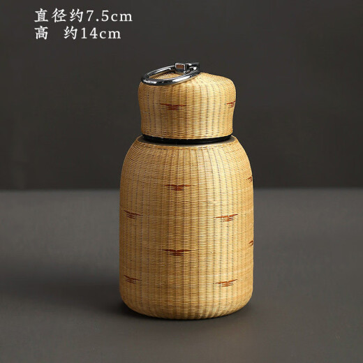 Wanyuanqi handmade bamboo woven wire thermos cup 304 stainless steel insulated pot cup portable travel cup all-inclusive checkered wire thermos cup