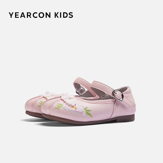 Yierkan girls' leather shoes, essential children's princess shoes for school, retro embroidered shoes, Hanfu shoes, performance shoes, pink size 36