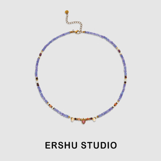 Guanpu Pavilion Fat Donglai's same nine-purple fire necklace Tanzanite December birthstone tourmaline red pomegranate woman Tanzanite chain-necklace