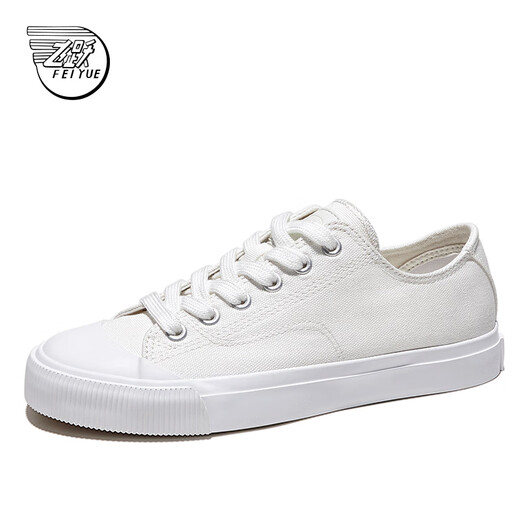 Feiyue canvas shoes for men and women 2024 autumn new low top solid color sports and casual shoes breathable versatile couple shoes white 42