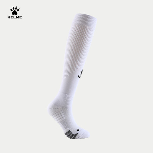 KELME long-tube football socks non-slip gauze thick-soled high-top professional football game training elite sports socks white L