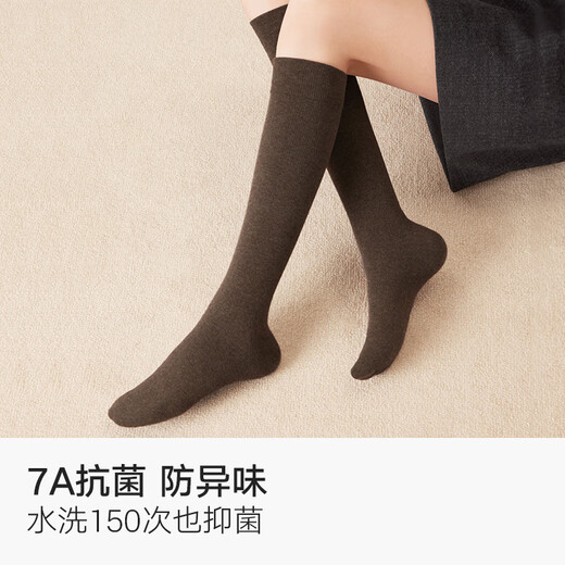 Mianzhuwu pressure calf socks for women spring and autumn mid-calf socks yarn 7A antibacterial jk black and white stockings dark gray + black 2 pairs one size fits all 35-39