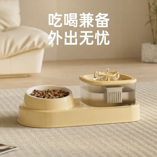 Junkiss cat water dispenser automatically circulates live water, can adjust the pet's drinking water flow and does not wet the mouth, silent drinking artifact, upgraded automatic circulating living water feeding all-in-one machine, lime green, upgraded automatic circulating living water feeding all-in-one machine + ceramic bowl