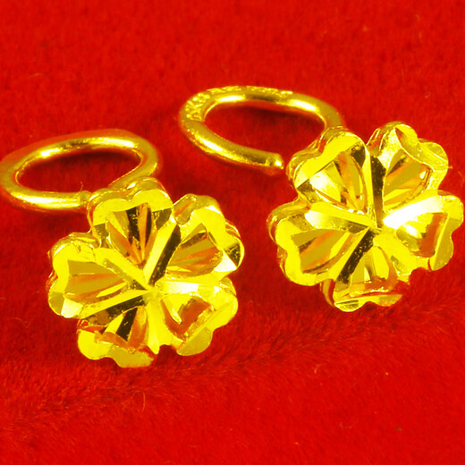 Qianying Gold Stud Earrings for Women 9999 Pure Gold Real Gold Earrings Plain Gold Earrings Curved Hook Double-layered Heart-Shaped Wedding Jewelry for My Wife Weighs About 2.10-2.2g (Including Labor Cost 35)