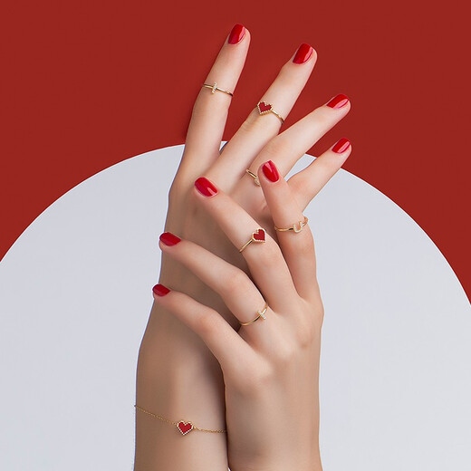 HEFANG He Fang Jewelry Confession K gold ring 18K gold tail ring light luxury high-end birthday gift for girlfriend letter I 12