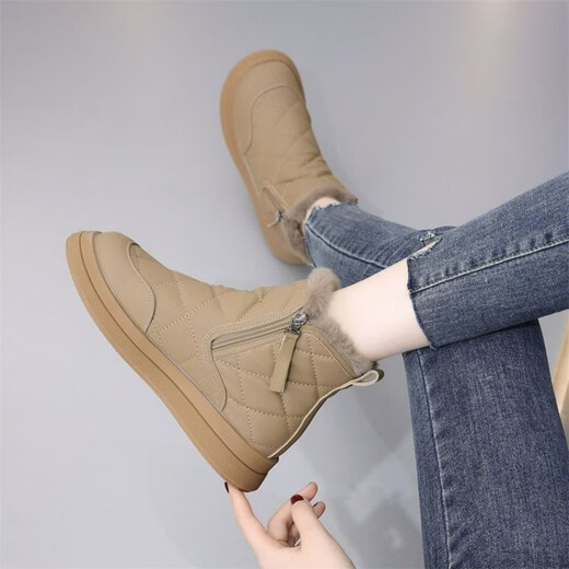 Dadong Secret Word Nordosten Schneestiefel Frauen 2025 neuer Winter plus verdickte warme Baumwollschuhe wasserdicht, Anti-Rutsch, Anti-Hard-Maillard-Stiefel Khaki 37