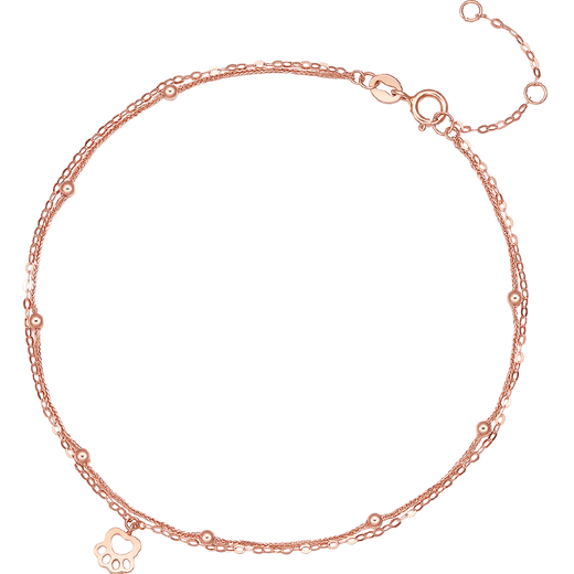 Saturday Fuhong 18K gold anklet cute cat color rose gold anklet birthday gift C088915 20+3cm