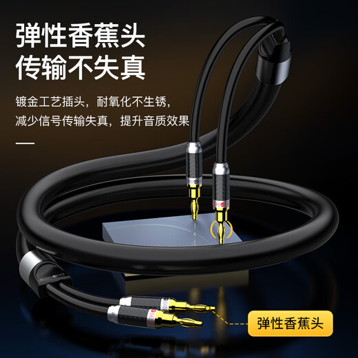 秋叶原(CHOSEAL)发烧级音响喇叭线 单晶铜香蕉头音频线 HiFi级胆机功放接音箱连接线 2对 2米 QS9918T2