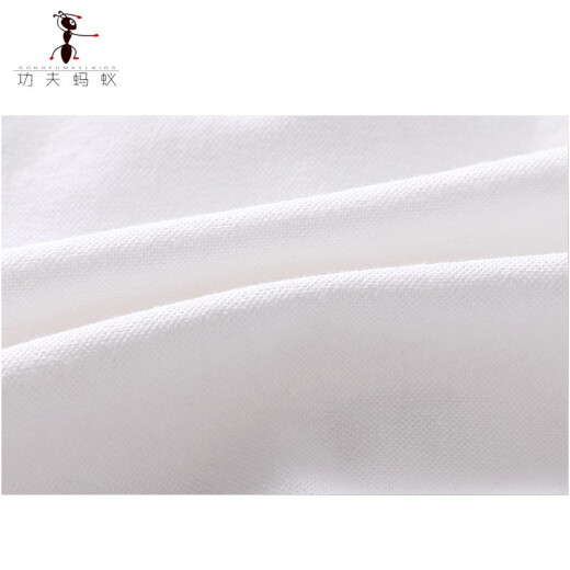 Kung Fu Ant Boys Pure Cotton Long-Sleeved White Shirt Children's Formal School Uniform Boys' Shirts Medium and Large Children's Performance Clothes Bottoming Shirt Tops Little Ant-White 130