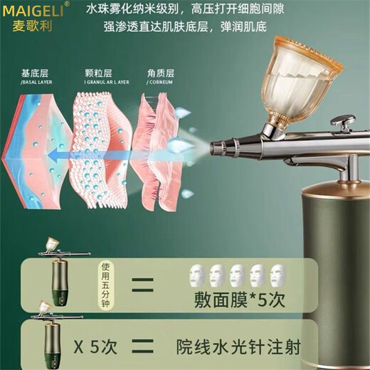 Magoli oxygen meter handheld household nano spray hydration special facial essence water high pressure oxygen water oxygen meter March 8th Goddess Day Valentine's Day girlfriend birthday gift green