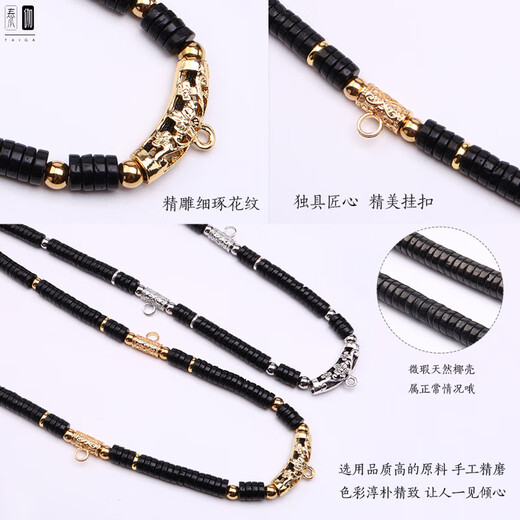 Charming Coconut Shell Buddha Amulet Chain Thai Buddha Amulet Hanging Chain Pendant Rope Necklace Natural Black Coconut Shell Gold Three Hanging Styles