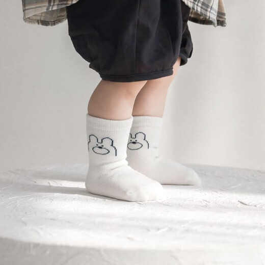 Xiderui baby socks spring cotton socks children boys college style children spring and autumn cotton socks baby loose mouth mid-calf socks blue bear group spring and autumn regular 5 pairs one size fits all (recommended foot length 8-12CM) 0-1 years old