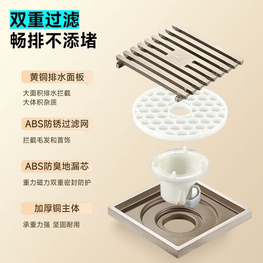 Submarine LTK40-10 brass nickel-plated large-displacement ultra-thin floor drain cream wind shift shower four-proof floor drain 40 diameter