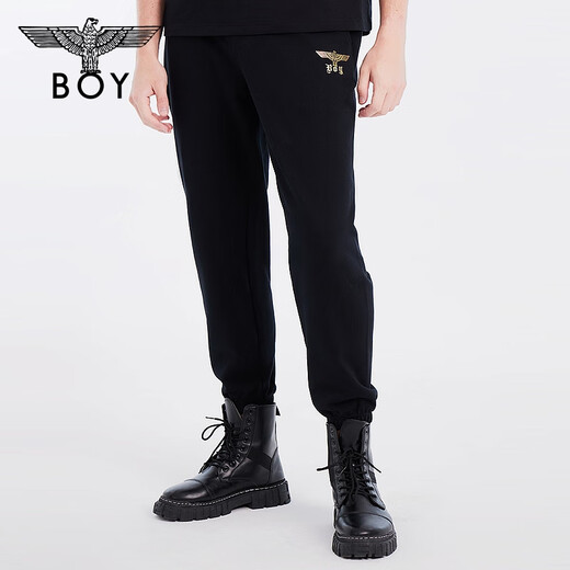 BOY LONDON23秋季情侣款休闲裤卫裤烫金印花时尚潮流针织运动长裤 N15904 黑色 XS