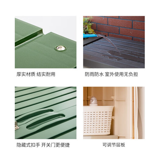 爱丽思（IRIS）阳台收纳柜户外储物置物柜园艺工具爱丽丝庭院室外防晒柜子 经典款黑灰色1050V单层可叠加