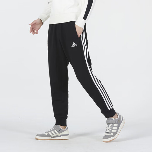 阿迪达斯（adidas）阿迪达斯男裤春季新款小脚裤子运动裤针织收口休闲跑步长裤GK9226 HA4337/黑色 三条纹 M /175/80A