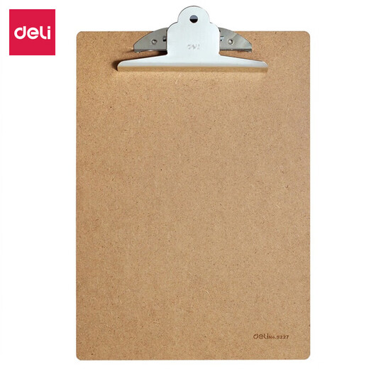 
Deli A4 board folder folder widened fixture writing pad student using stationery writing test paper writing hard board menu office supplies plyboard clip vertical recording drawing board book clip [log wood board clip] A4 classic - butterfly clip 9227