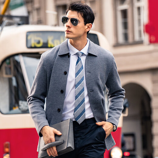 
Mr. Bu Business Lapel Wool Cardigan Men's Spring and Autumn Double-sided Pocket Jacket BT12358 Broken Code Clearance Black XL (180)