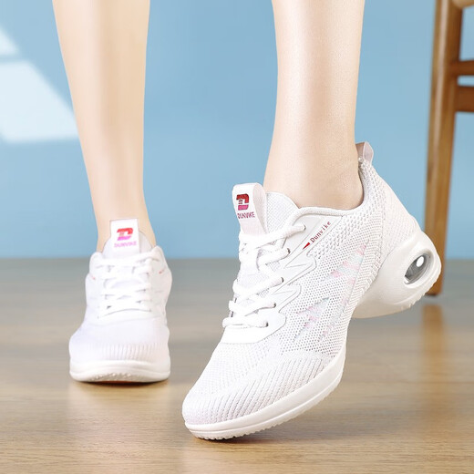Harromans neue Tanzschuhe für Frauen weicher Sohle fliegendes Netz weiche Rindfleisch Sehne Sohle Tanzschuhe Sailor Jazz Tanzschuhe für Frauen 229 Weiß 38