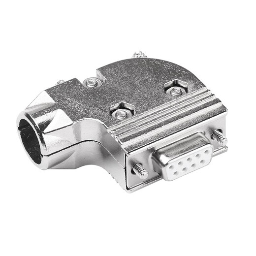 HD-LINK DB9头斜角45度出线口插头串口连接器 RS232金属外壳45° 侧面出线90度直角 90°金属外壳+镀金母头YL-983F【5个】