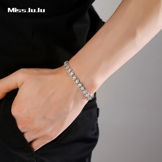 Miss JuJu Pt950 Platinum Bracelet Men's Platinum Bracelet Men's Thick Copper Coin Rich Boss Bracelet Weight 12.89 grams 20cm long 4mm thick