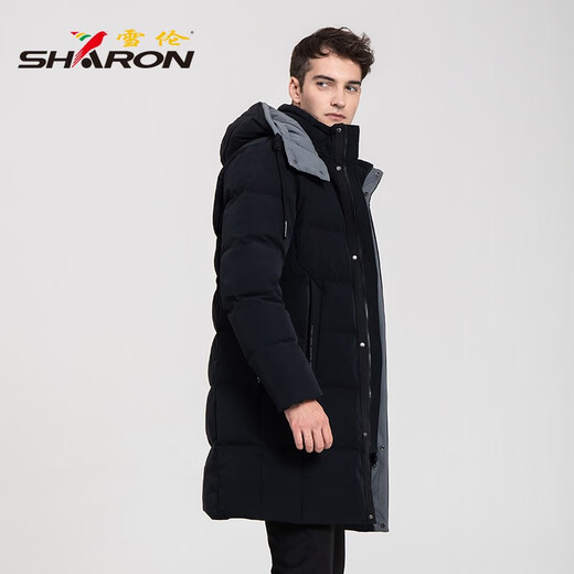 雪伦（SHARON）鹅绒羽绒服男中长款可脱卸帽休闲运动 12625 层云白 L