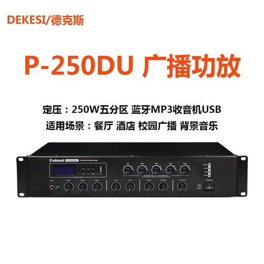 DAMEIS DEKESI P70/150/250/500/800DU Bluetooth USB background music broadcast high power five-zone constant voltage amplifier P250DU