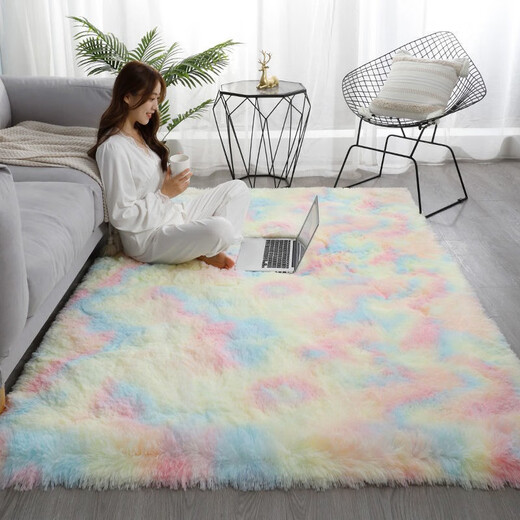 Qingqing Libin thickened carpet for bedroom girl stain-resistant bedside living room tatami room large area full floor mat white 60X200 cm