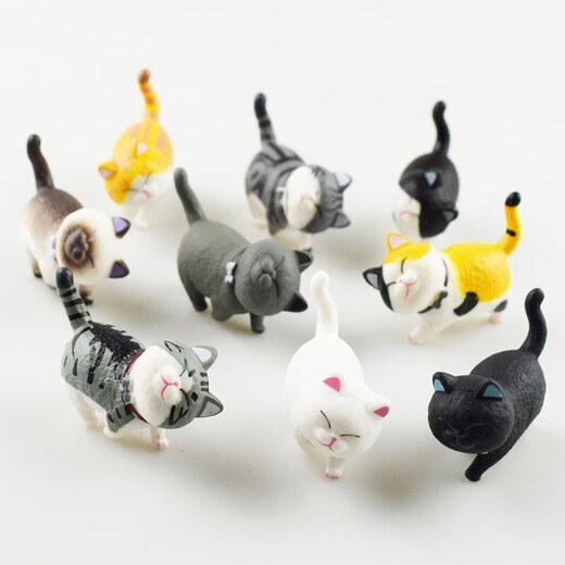 Ornamentos de escritorio de Haofanjie Decoración del escritorio de oficina Pequeño regalo de regalo Cat Doll Souvenir Car Gadgets Gadgets de gatito adornos de escritorio [9 paquetes]