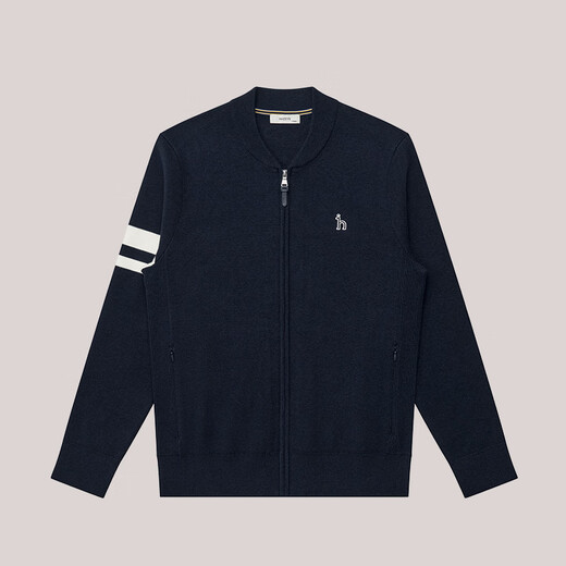 HAZZYS men's clothing simple baseball neck wool cardigan ABYZD0BDX37 dark blue DN 175/96A48