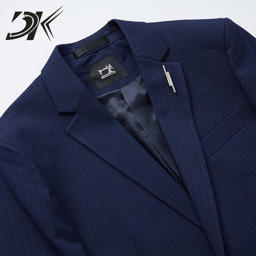 DK brand suit suit men's spring and autumn slim fit small suit jacket men's trendy Korean style light mature style suit complete set dark blue-two-piece set M size