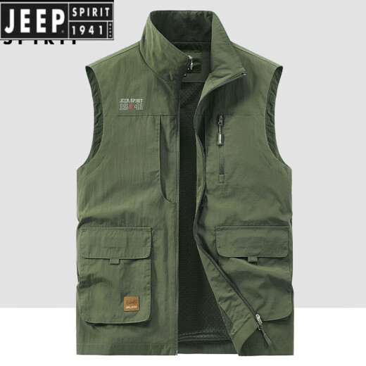 Jeep Spirit Jeep Outdoor Workwear Fishing Weste Frühling und Herbst Neue Multi-Pocket-Fotografie Casual Lose All-Match Jacke Black 677A Fleece Style 2xl Empfohlen 150-165jin [Jin gleich 0,5 kg]