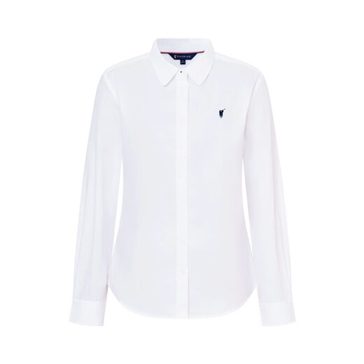 POLOWALK pure cotton white shirt for women 2025 autumn new style Paul women's commuter solid color long-sleeved shirt classic horse logo white new L (165)