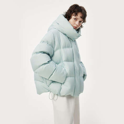 Tambor down jacket women's short detachable hood fashion large silhouette autumn and winter coat thick 530368D frost blue 170