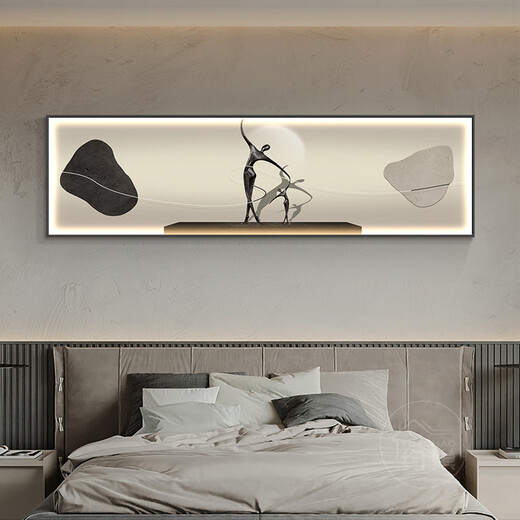 桐汝壁抽象人物卧室床头装饰画轻奢感主卧次卧房间背景墙挂画酒店   晶 JD15253 200*60cm适用于2米床或客厅
