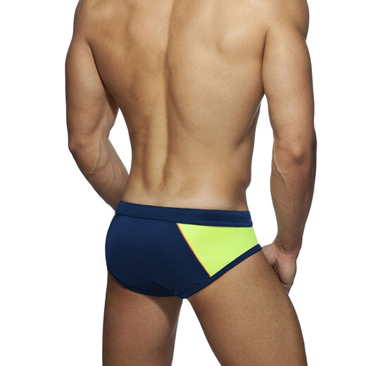 UXH men's briefs, color matching, simple style design, comfortable pants, nylon fabric, swimming pool, ocean beach, dark blue 2XL
