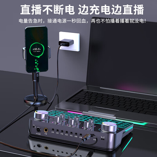 Good Shepherd sound card live broadcast equipment complete set 2025 new mobile phone dedicated karaoke computer Douyin Internet celebrity anchor singing game 48V professional microphone recording equipment set all-in-one machine