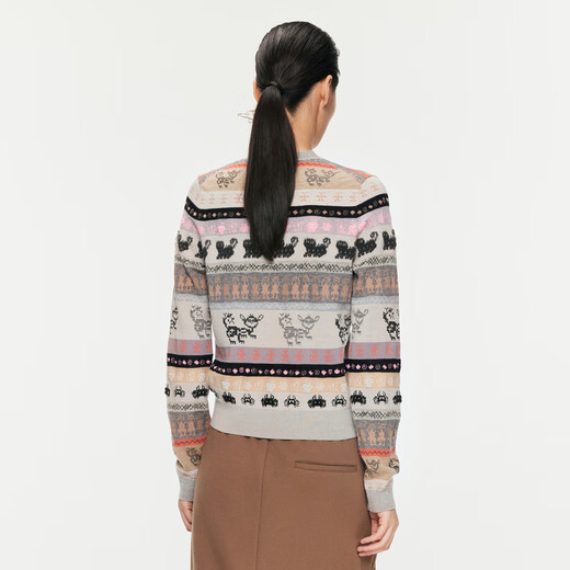 Jiangnan Buyi (Jnby) [mismo estilo en el centro comercial] 24 otoño nuevo producto tejido en V sweater jacquard 5o9314350 683/misceláneos rosa claro s claro s