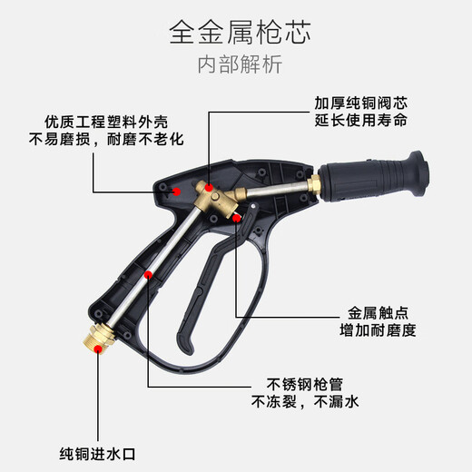 
Tongrubi is suitable for black cat cleaning machine high pressure water gun 55/58/280/380 household car washing machine spray gun head accessories 14380 outer wire