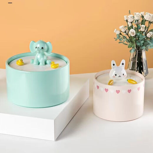 Rafxin's latest ceramic pet cat and dog water fountain, automatic constant temperature, intelligent cycle water feeding, cartoon cat bowl, charging swimming cat (large size)