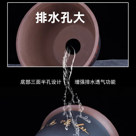 麦桑荷紫砂大花盆兰花盆陶盆大口径种树陶瓷紫沙盆盆景盆陶瓷绿萝花盆 两个695大中直径30.5+26.5cm